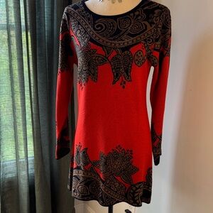 Elegant Orange & Brown Sweater Dress